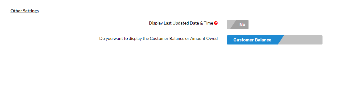 Customer Balance Setting