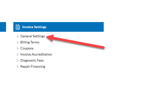 Invoice General Settings