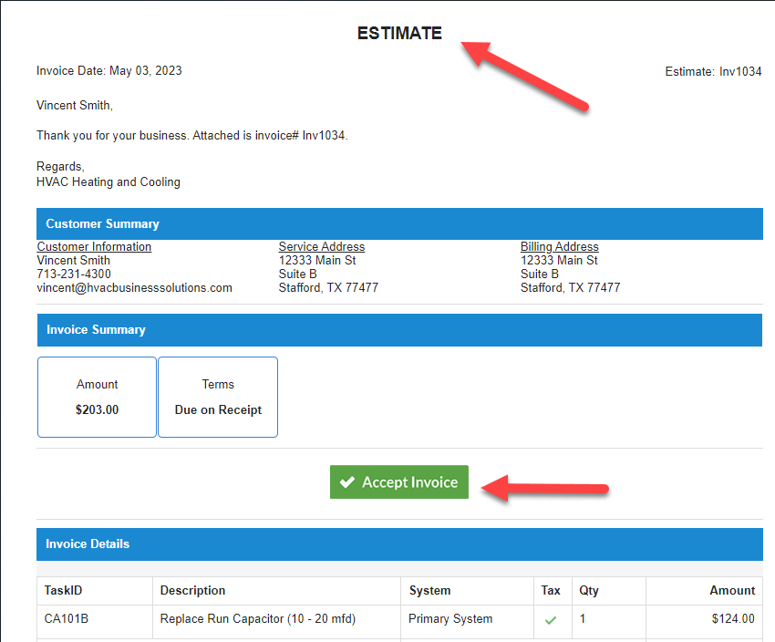 Accept Invoice Button