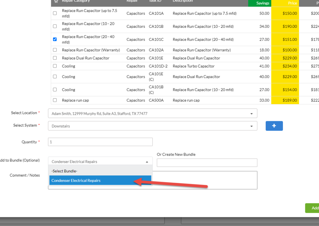 Add Second Repair to the Bundle