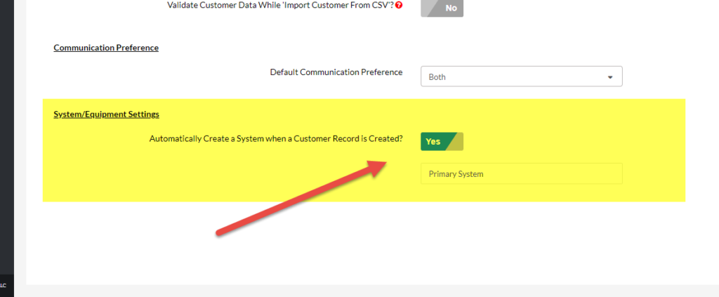 Customer Setting to Automatically Create a New System