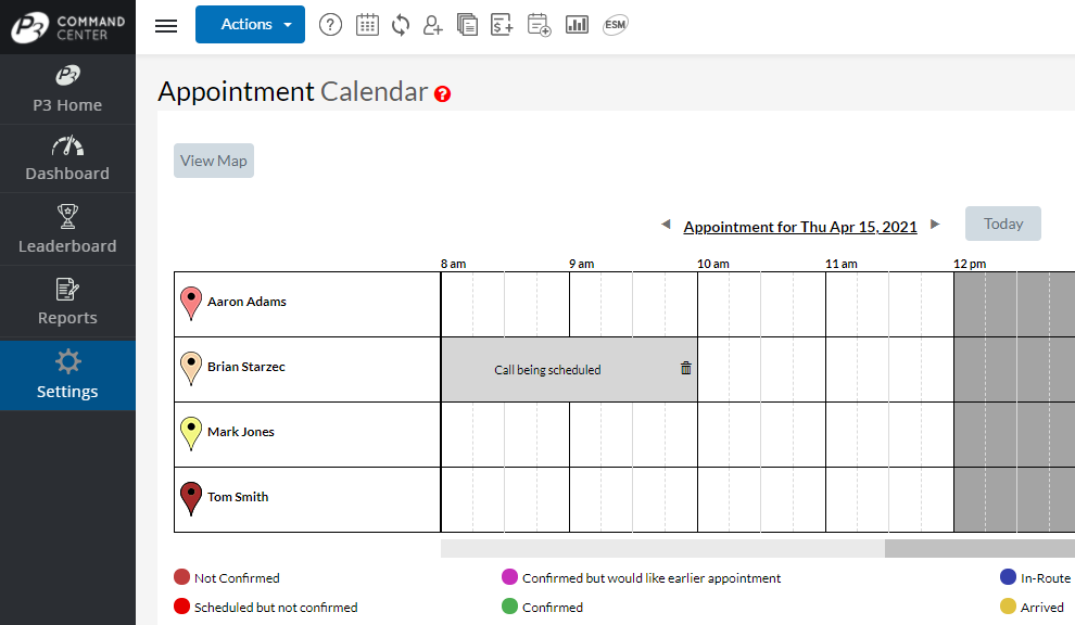 HVAC Dispatching - Double Booking Prevention - Call Being Scheduled - with Delete Button
