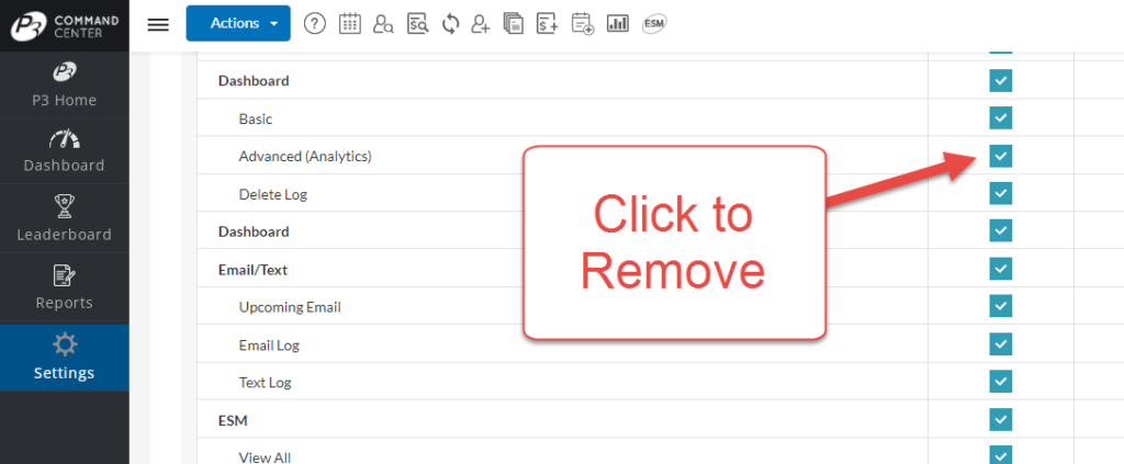 Click to Remove Permission