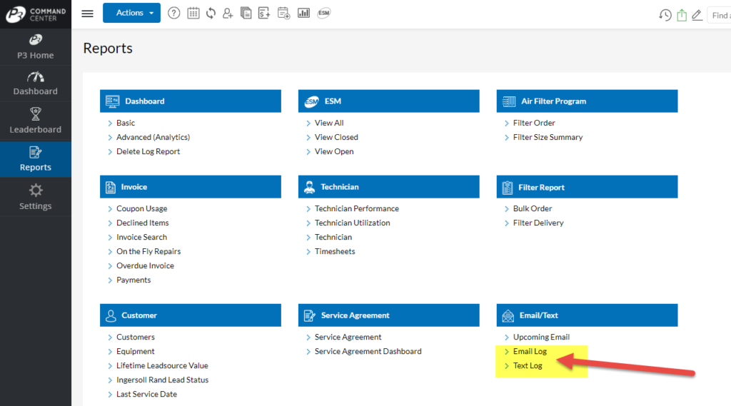 Company Wide Email and Text Log Reports