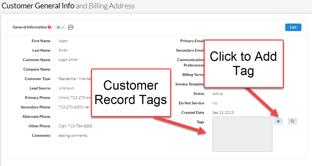 Customer Record - Add Tag