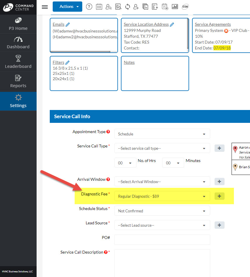 Default Diagnostic Fee