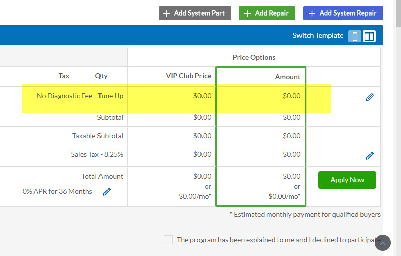 Tuesday Tool Tip – P3 HVAC Software – Diagnostic Fees