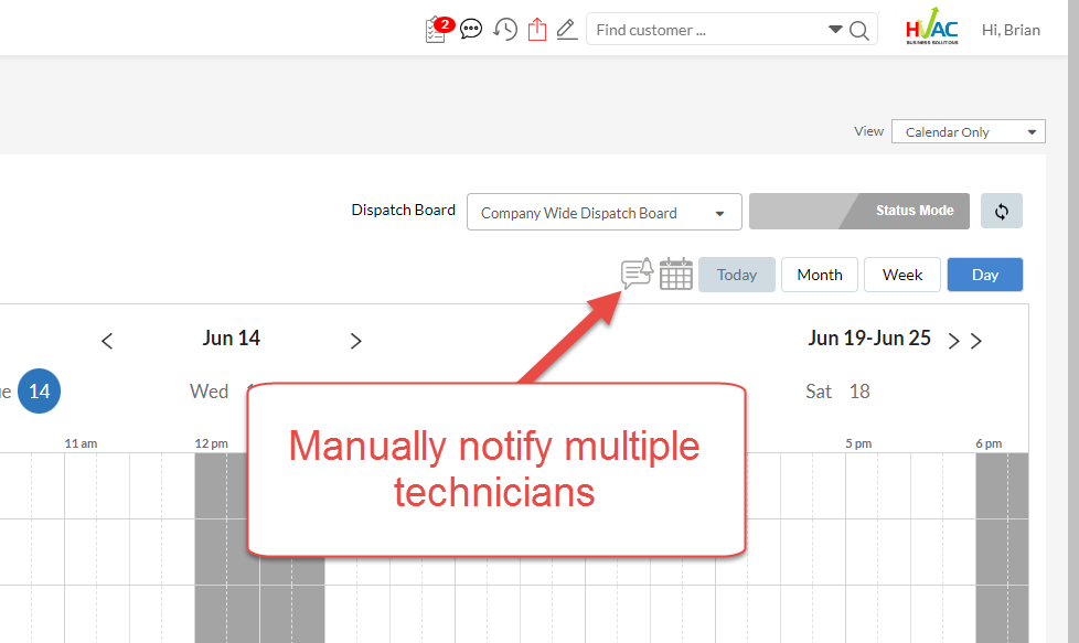 Dispatch Board - Manual Notification Icon