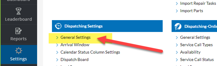 Dispatching Settings