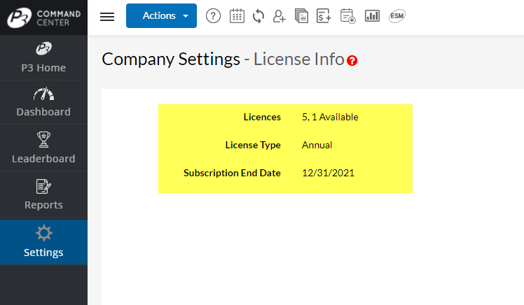 Example Annual License Information