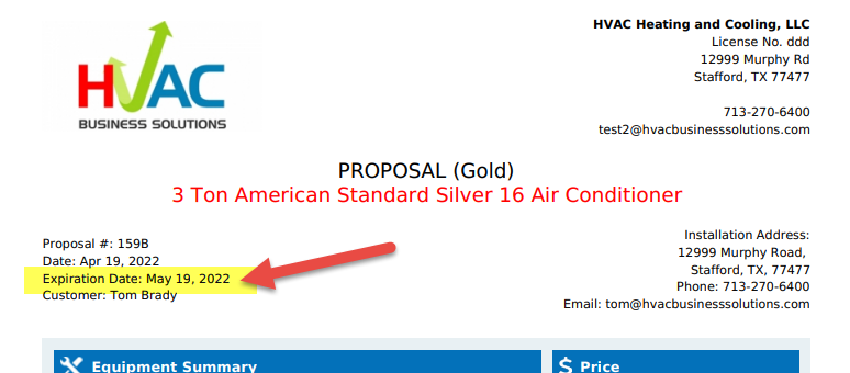 Tuesday Tool Tip – Equipment Proposal Expiration Date