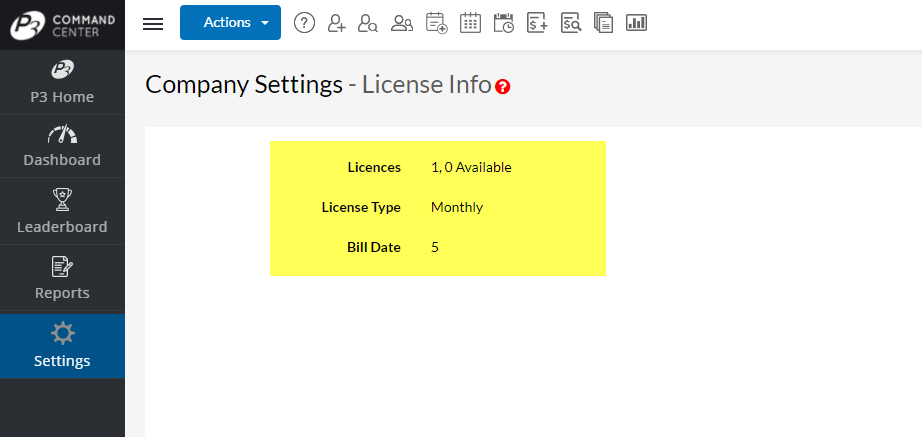 Example Monthly License Information