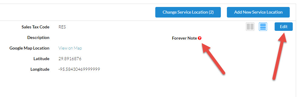 Dispatching - Forever Note on Customer Record