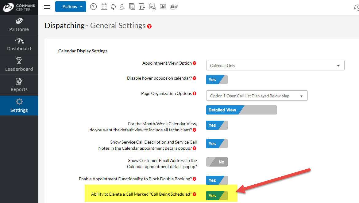 HVAC Dispatch Setting - Delete Block