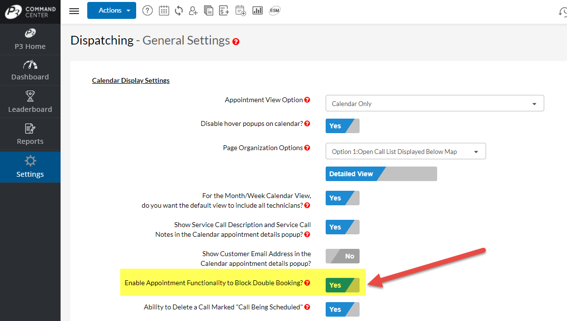 HVAC Dispatch Setting - Remove Double Booking Prevention