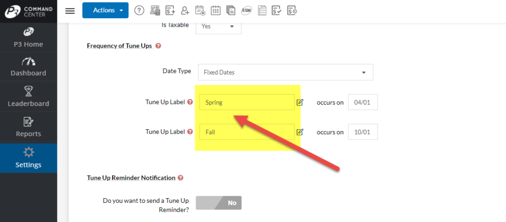 More Descriptive HVAC Service Agreement Tune Up Labels