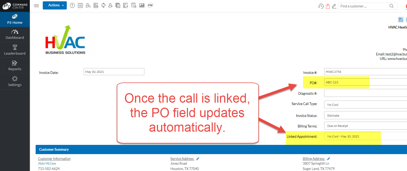 HVAC Purchase Order - Invoice Step 2