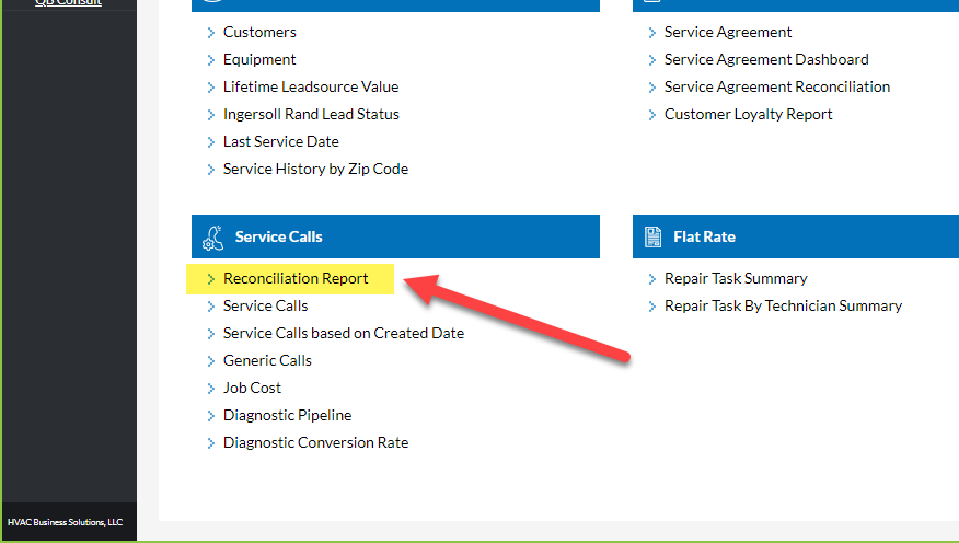 Reconciliation Report Location