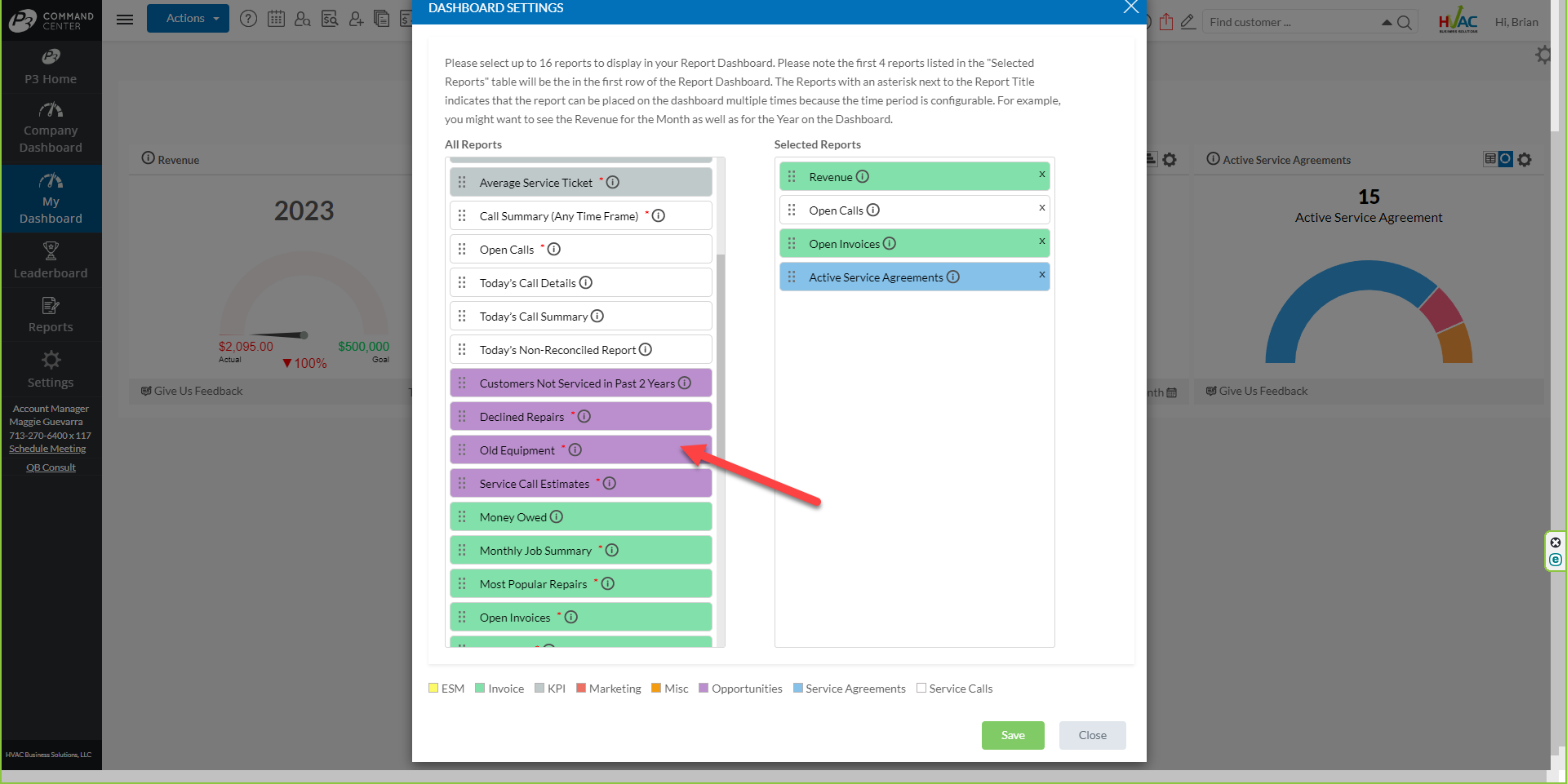 Report Dashboard Settings