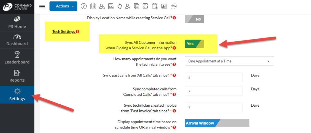 Sync All Customer Information Setting