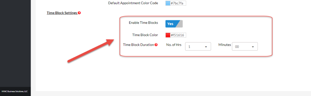 Time Block Setting